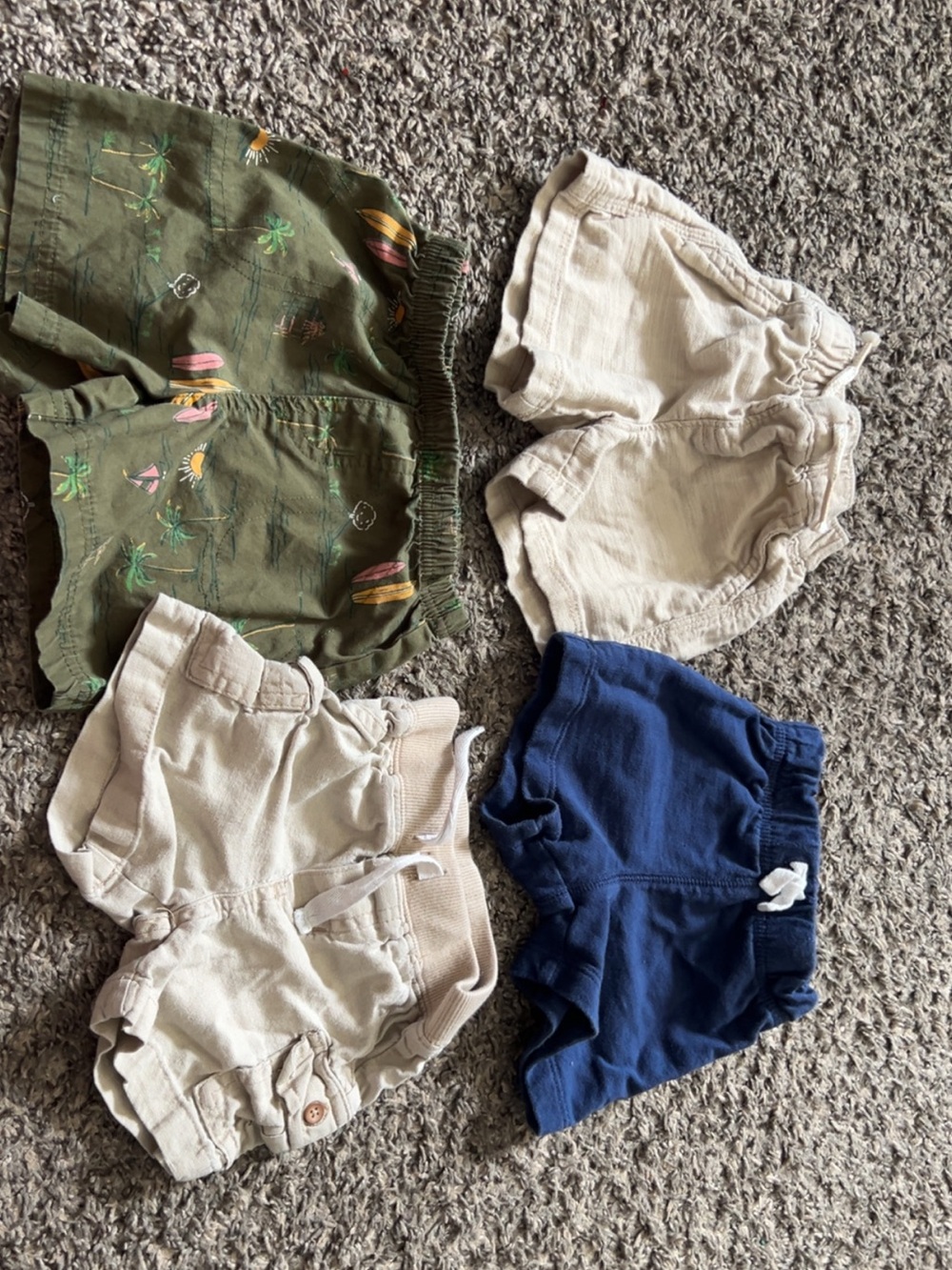 Toddler Shorts Pack - Blue, Olive & Cream Kids' Shorts (6-9M)